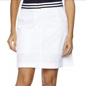 TOMMY Hilfiger Abigail Golf Short Skort Skirt White Stretch Navy Belt Size 2 NEW